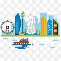 矢量扁平化卡通城市建筑-空若网 矢量扁平化卡通城市建筑-空若网