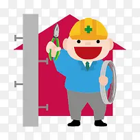 卡通施工素材施工矢量图-空若网 卡通施工素材施工矢量图-空若网