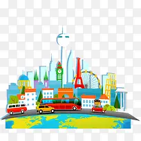 手绘卡通城市素材-空若网 手绘卡通城市素材-空若网