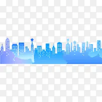 手绘蓝色建筑-空若网 手绘蓝色建筑-空若网