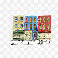 手绘城市建筑 插画 手绘 城市-空若网 手绘城市建筑 插画 手绘 城市-空若网