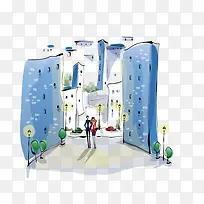 手绘城市建筑 插画 手绘 城市-空若网 手绘城市建筑 插画 手绘 城市-空若网