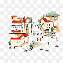 手绘城市建筑 插画 手绘 城市-空若网 手绘城市建筑 插画 手绘 城市-空若网