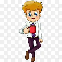 卡通喝咖啡的男子-空若网 卡通喝咖啡的男子-空若网