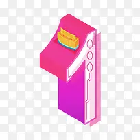 立体红色数字1-空若网 立体红色数字1-空若网