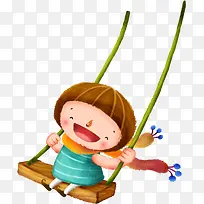 时尚可爱荡秋千女孩手绘-空若网 时尚可爱荡秋千女孩手绘-空若网