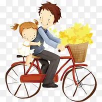 高清摄影父女骑单车温馨场景-空若网 高清摄影父女骑单车温馨场景-空若网