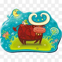 卡通手绘牛-空若网 卡通手绘牛-空若网