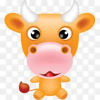 手绘可爱黄色小牛-空若网 手绘可爱黄色小牛-空若网