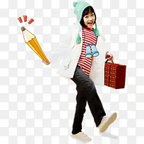 手绘冬日时尚小女孩铅笔-空若网 手绘冬日时尚小女孩铅笔-空若网