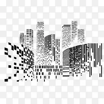 黑色的点线城市剪影-空若网 黑色的点线城市剪影-空若网