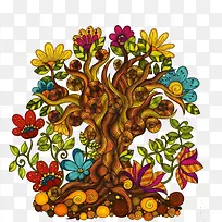 复古树插画-空若网 复古树插画-空若网