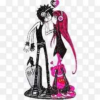 手绘人物情侣插画-空若网 手绘人物情侣插画-空若网