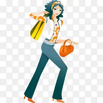 时尚美女街头购物美女矢量-空若网 时尚美女街头购物美女矢量-空若网