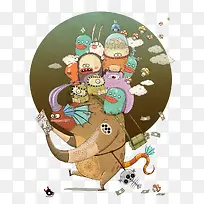 创意手绘小怪兽.-空若网 创意手绘小怪兽.-空若网