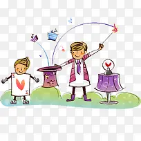 手绘卡通魔术插画-空若网 手绘卡通魔术插画-空若网