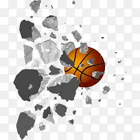 矢量破碎的玻璃和篮球-空若网 矢量破碎的玻璃和篮球-空若网