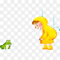可爱雨天男孩青蛙-空若网 可爱雨天男孩青蛙-空若网