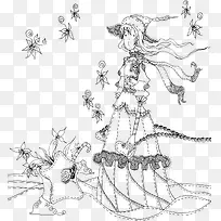 手绘插画人物花朵-空若网 手绘插画人物花朵-空若网