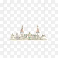 线条建筑 水彩画-空若网 线条建筑 水彩画-空若网