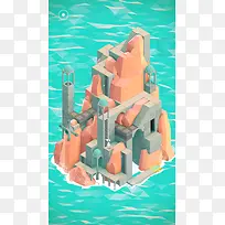 手绘卡通橙色古堡-空若网 手绘卡通橙色古堡-空若网