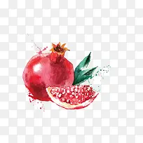 水果 水彩 石榴 红色-空若网 水果 水彩 石榴 红色-空若网
