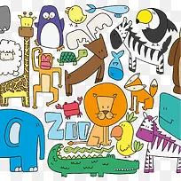 创意动物园动物矢量图-空若网 创意动物园动物矢量图-空若网