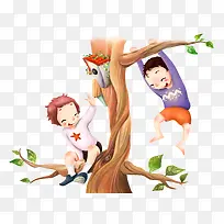 孩童玩乐树杆素材-空若网 孩童玩乐树杆素材-空若网