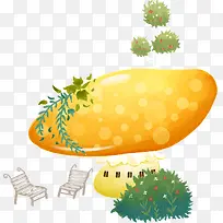 黄色插画美景公园-空若网 黄色插画美景公园-空若网