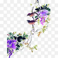 中国风花鸟图插画-空若网 中国风花鸟图插画-空若网