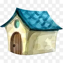 手绘蓝色可爱房屋-空若网 手绘蓝色可爱房屋-空若网
