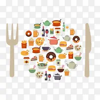 扁平化美食图标图片-空若网 扁平化美食图标图片-空若网