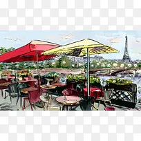 手绘餐厅旅游背景-空若网 手绘餐厅旅游背景-空若网