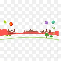 卡通春天 扁平化 装饰背景 城市-空若网 卡通春天 扁平化 装饰背景 城市-空若网