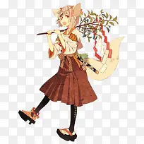 卡通立绘背着树枝女孩-空若网 卡通立绘背着树枝女孩-空若网