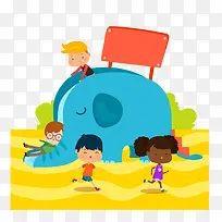 大象卡通插画-空若网 大象卡通插画-空若网