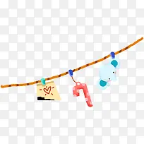 彩色手绘晾衣绳小象-空若网 彩色手绘晾衣绳小象-空若网