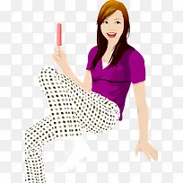 手绘时尚雪糕美女-空若网 手绘时尚雪糕美女-空若网