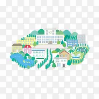 矢量房子和树-空若网 矢量房子和树-空若网