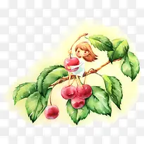 可爱樱桃女孩植物-空若网 可爱樱桃女孩植物-空若网