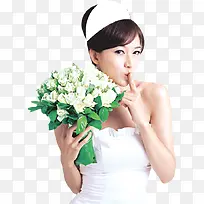 拿着鲜花的可爱护士-空若网 拿着鲜花的可爱护士-空若网
