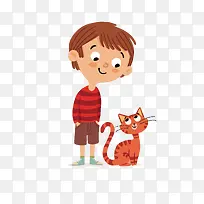 矢量少年和猫-空若网 矢量少年和猫-空若网