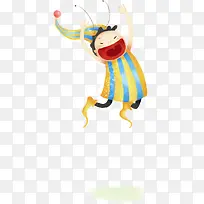 手绘精灵打哈欠插画-空若网 手绘精灵打哈欠插画-空若网