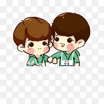 手绘可爱两个男子-空若网 手绘可爱两个男子-空若网