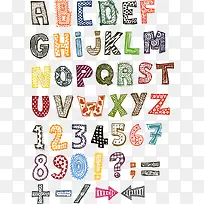 矢量手绘字母数字-空若网 矢量手绘字母数字-空若网