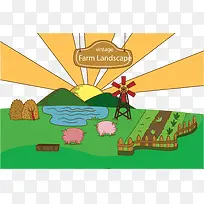 矢量手绘卡通牧场-空若网 矢量手绘卡通牧场-空若网