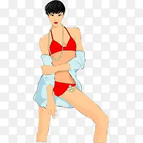 ��ɫ����ʽ�Ը���Ů�廭-������