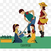 矢量扁平化乡下植树-空若网 矢量扁平化乡下植树-空若网