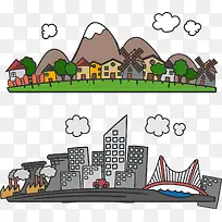矢量手绘卡通城市-空若网 矢量手绘卡通城市-空若网