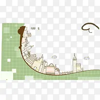 卡通手绘城市剪影-空若网 卡通手绘城市剪影-空若网